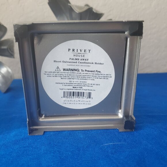 2 VTG Privet House Palms Away Short Galvanized Candle Sticks - Picture 7 of 10